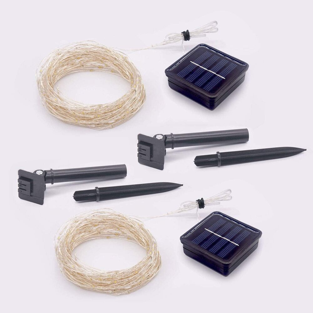 New 2 Pack 33ft 100 LED Solar Copper Wire String Lights - Picture 5 of 7